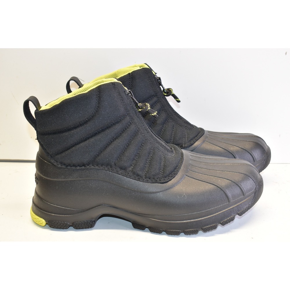 Sperry SeaCycle Duck Boots Black Mens 8.5 Quilted Zip Up Rubber Rain Snow Work